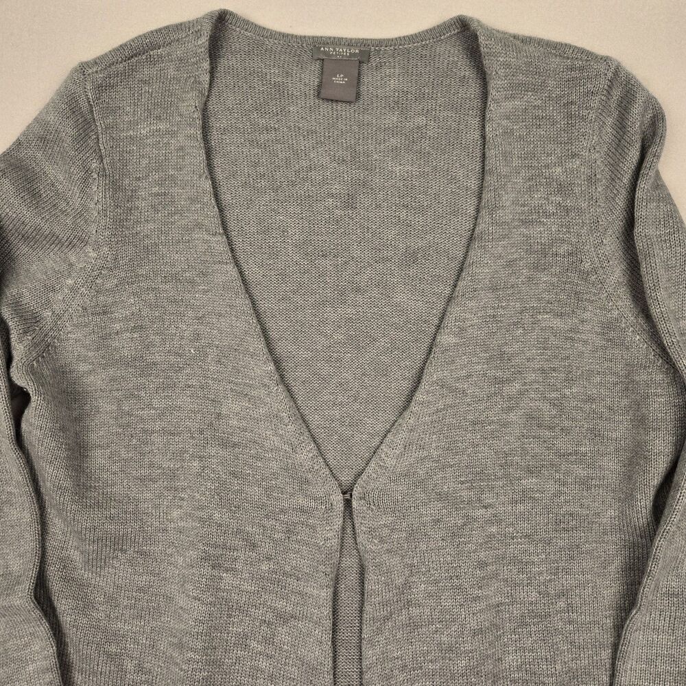 Ann Taylor Petites Open Front Cardigan Size Large Gray Angora Lightweight Knit - Picture 3 of 6